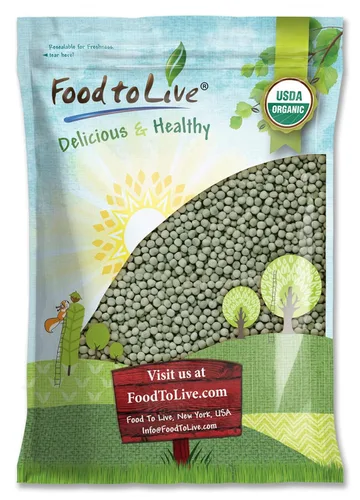 Vista 4 de Food to Live Guisantes verdes secos enteros orgánicos, 8 onzas, sin OMG, vainilla verde, germinable, vegano, kosher, a granel. Necesita remojo