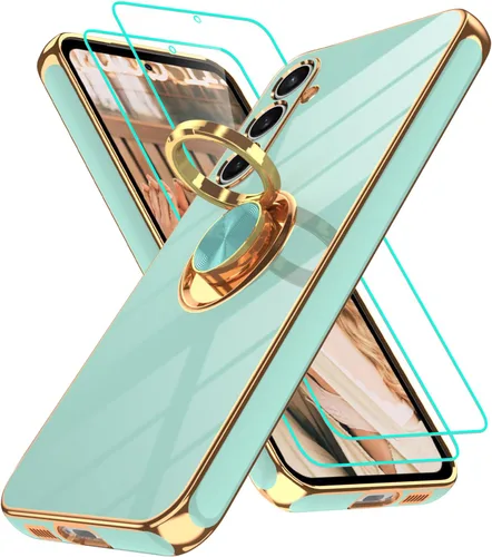 Vista 82 de Funda para Motorola Moto G 5G 2024: Funda Moto G Play 5G 2024 con 2 piezas de protectores de pantalla, soporte de anillo de rotación de 360°
