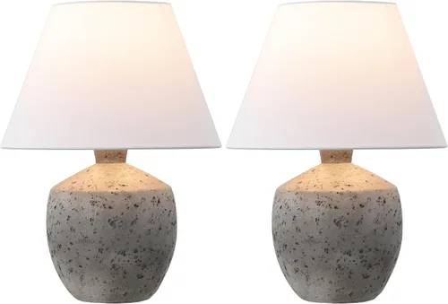 Vista 2 de JONATHAN Y JYL5606A-SET2 Myron 18" lámpara de mesa minimalista escandinava de efecto hormigón, resina/hierro LED para recámara, sala, oficina