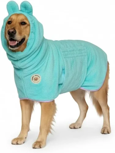 Vista 8 de DERPYCHAPPY Bata de Toalla Premium para Perros y Albornoz para Perros para Secar Perros Hecho en Corea Toalla de Baño de Microfibra Súper
