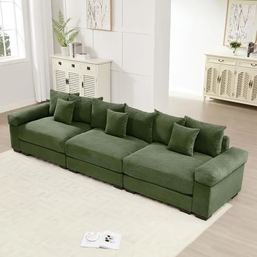 Vista 46 de ODUSE-DAILY Sofá modular de gran tamaño de 117.3 pulgadas, sofás modulares grandes de pana para sala de estar, sofás de 3 plazas, moderno juego