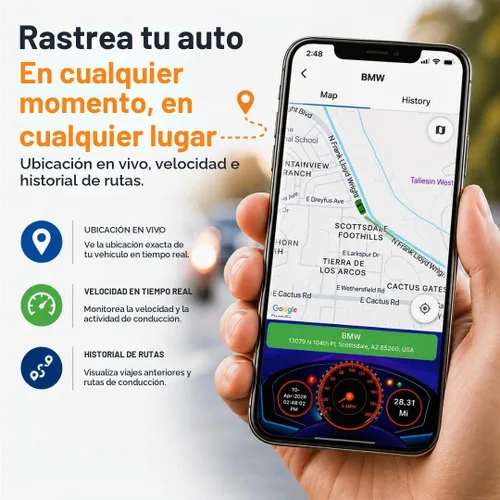 Vista 5 de Car GPS Tracker (OBD2 Plug & Play) - 3 meses de prueba gratuita, rastreador GPS en tiempo real para automóviles, 1 año de historial, alertas