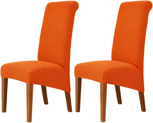 Vista 14 de Deisy Dee Fundas Elásticas XL/Extragrandes de Spandex Suave Extra Grande para Sillas de Comedor de Cocina, Protectores de Sillas Desmontables y Negro