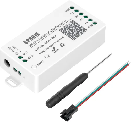 Vista 7 de SEZO WS2812B Controlador LED Bluetooth 600pixels/puerto SP611E Control de sincronización de música para WS2811 WS2812 SM16703 UCS1903 direccionable