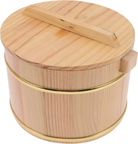Vista 3 de Barril de arroz de madera Cubo de arroz Cocina de madera: barril de madera al vapor Sushi Arroz Enfriador Tazón de arroz Cuenco de arroz Tina