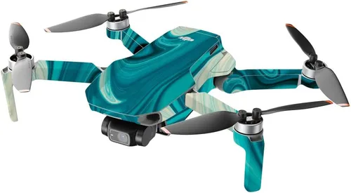Vista 2 de MightySkins - Compatible con DJI Mini 2 Dron portátil - Aqua Swirl Funda protectora de vinilo duradera y única Fácil de aplicar, quitar