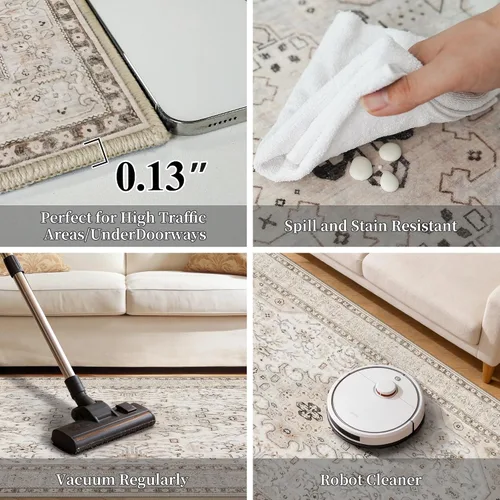 Vista 4 de Alfombra lavable de cocina de 2 x 6: antideslizante oriental interior alfombra pasillo Soft Easy Clean Thin Floor Throw Carpet for Bedroom