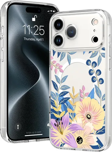 Vista 36 de OOK Magnetic for iPhone 17 Case Clear Pretty Flower Girls Women [Not Yellowing][Screen Protector] [ MagSafe Compatible] with Full Camera Lens