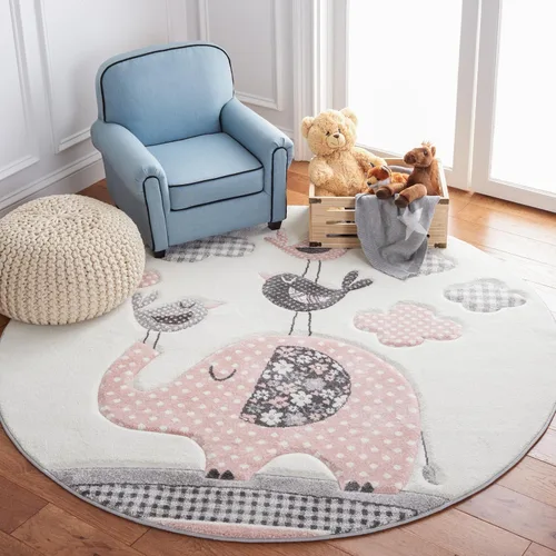 Vista 9 de SAFAVIEH Carousel Kids Collection - Alfombra decorativa de 2 x 3 pies, diseño de animales, color rosa y marfil, no desprende pelusa y de fácil