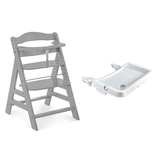 Vista 13 de hauck Alpha+ Grow Along - Trona elevada de madera de haya maciza con asiento ajustable, arnés de seguridad de 5 puntos y barra de parachoques