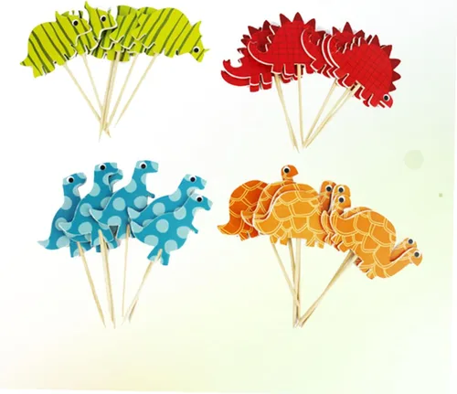 Vista 7 de 96pcs Dinosaur Birthday Cake Topper Paper Decorations for Parties