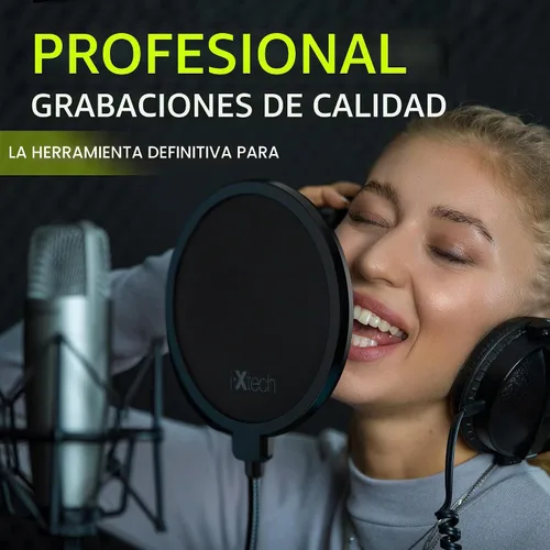 Vista 5 de Ixtech Filtro pop para micrófono, filtro pop Blue Yeti, pantalla de doble capa con un clip flexible de cuello de cisne de 360 grados