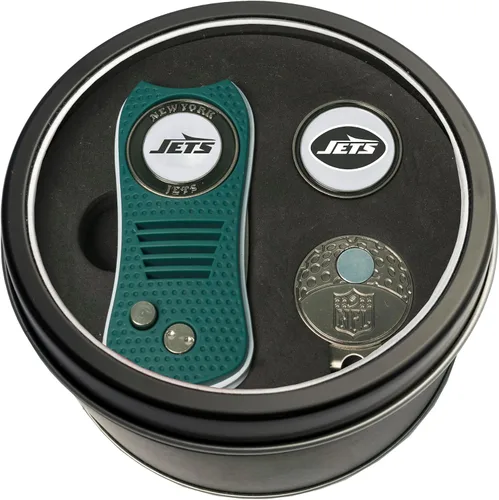 Vista 6 de Team Golf Set de regalo NFL Herramienta de divot de hoja conmutadora, clip de tapa y 2 marcadores de bola de esmalte de doble cara, diseño Multi