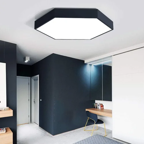 Vista 2 de Moderna iluminación hexagonal de acrílico empotrado, luces de techo LED macarrón, luz de tres tonos, luz empotrada, luz de techo LED de montaje