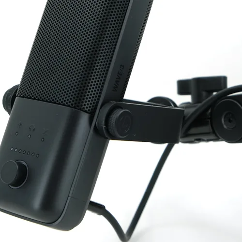 Vista 3 de Soporte de micrófono para Elgato Wave 3 – Adaptador de brazo de pluma con roscas de 3/8"-16, soporte en U de repuesto resistente, soporte impreso 3D