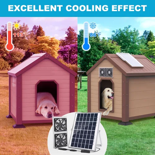 Vista 7 de SOLPERK Ventilador solar para invernadero, ventilador solar de 10 W para gallinero, ventilador de escape solar impermeable para cobertizo con cable