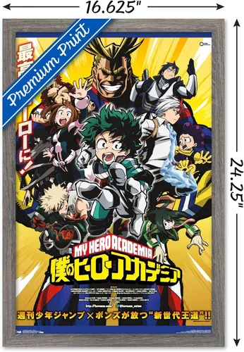 Vista 3 de Trends International My Hero Academia - Póster de pared de arte clave, 14.725 x 22.375 pulgadas, versión enmarcada de madera de granero Versión