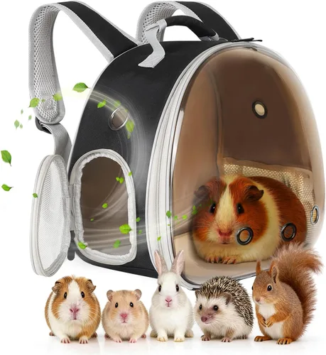 Vista 10 de Mochila de conejillo de indias, burbuja de cápsula espacial con ventana para animales pequeños, mochila para conejillo de indias, pájaro, conejito