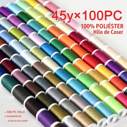 Vista 2 de Kit de costura de 100 colores Juego de hilo de poliéster práctico