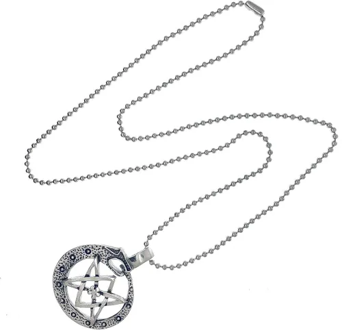 Vista 2 de Celtic VIking Jewelry Ouroboros unicursal Dragón Serpent Naga Bakunawa Pagan Peltre Collar con colgante para hombre de buena suerte amuleto