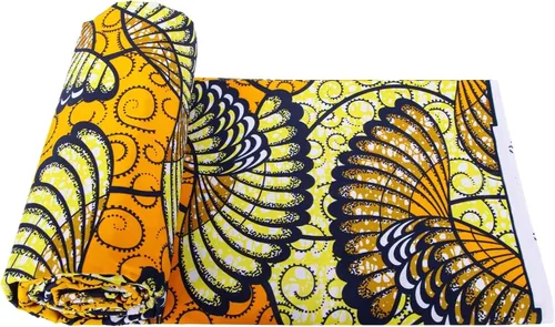 Vista 4 de BintaRealWax Tela africana de 6 yardas de tela tribal con estampado de cera vintage Ankara para coser vestido de fiesta