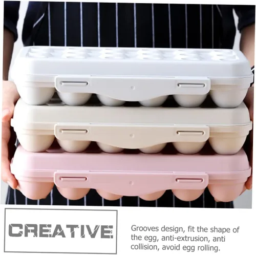 Vista 2 de Zerodeko Caja de huevos de pollo anticolisión con tapa, rosa, paquete de 2, plástico