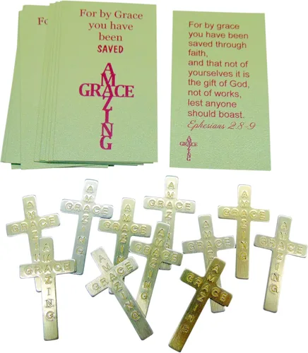 Vista 4 de Westmon Works Juego de cruces de metal con tarjetas de oración Amazing Grace Paquete a granel, 10 de cada uno