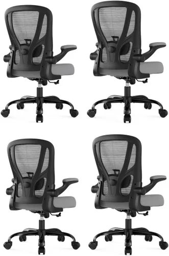 Vista 12 de Silla de oficina ergonómica de escritorio, silla de computadora de malla, silla de trabajo transpirable con ruedas, soporte lumbar ajustable, sillas
