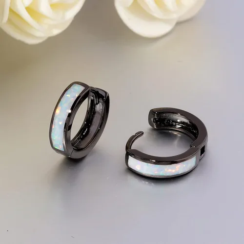 Vista 237 de CiNily Aretes Huggie de ópalo con bisagras, chapados en oro, hipoalergénicos, pequeños aretes de aro para mujeres, adolescentes, niñas, hombres