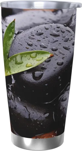 Vista 9 de Rain Drops Over Rock Print - Vaso térmico de 20 onzas con doble pared con tapa y pajita, vaso de viaje de acero inoxidable, reutilizable, a prueba