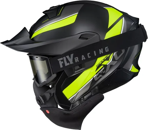 Vista 9 de ScorpionEXO GT930 - Casco modular para moto de nieve de aventura en clima frío, escudo de doble panel con caja de respiración y módulo de bolsillos