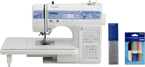 Vista 11 de Máquina computarizada Brother CS7205, 150 puntadas integradas, 1 fuente, mesa ancha, 11 pies de costura, color blanco