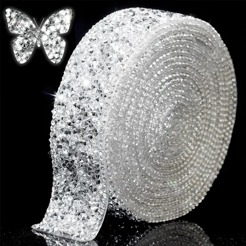 Vista 23 de Locacrystal Cinta de diamantes de imitación de resina con cristales brillantes, autoadhesiva, para planchar, para manualidades, automóviles Negro