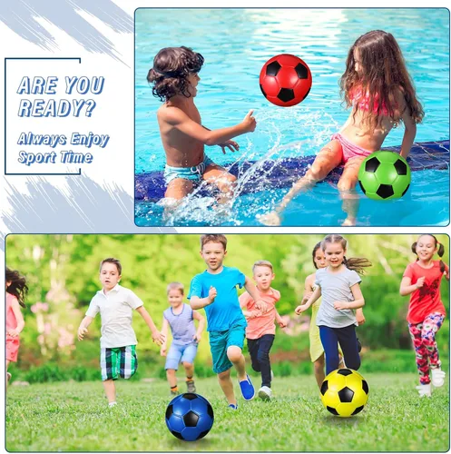 Vista 5 de Junkin 4 pelotas de fútbol de espuma para niños de 6 pulgadas, mini pelota de fútbol de espuma suave para interiores y exteriores, pelota pequeña