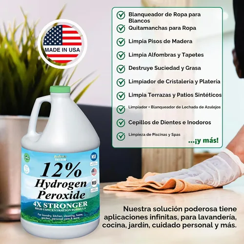 Vista 4 de Nature's Freedom 12% de peróxido de hidrógeno, H2O2 de grado alimenticio y agua purificada solamente, solución de 1 galón