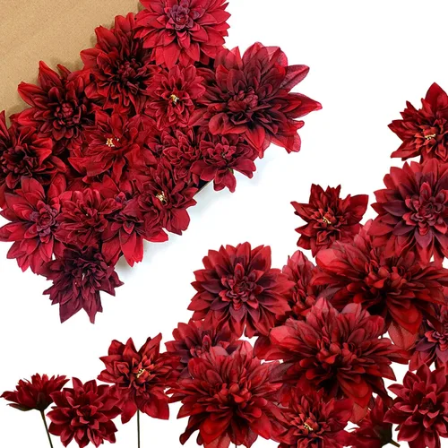 Vista 8 de Flores de seda, ramo de flores artificiales, caja combinada de flores artificiales con tallos para arreglos florales, ramos de boda, fiesta, hogar