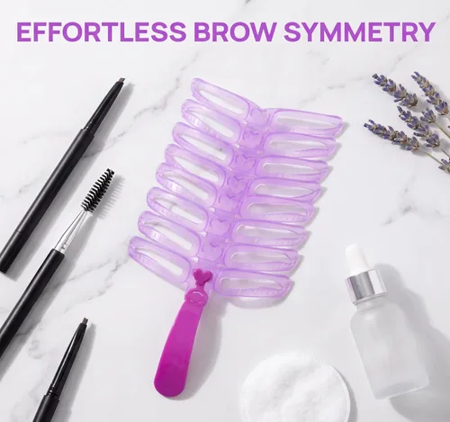 Vista 7 de Plantillas para cejas, 8 estilos reutilizables, kit de plantillas de cejas con mango ajustable y diadema para mujeres, 2 unidades 2 PIEZAS