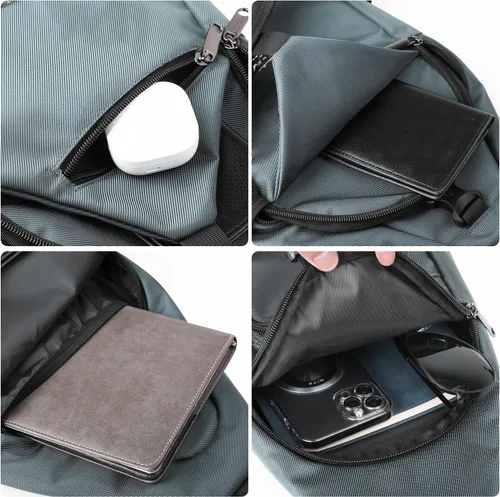 Vista 17 de AMJ Bolso bandolera para hombres y mujeres, mochila de hombro casual, mochila de pecho para senderismo y viajes