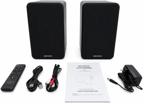 Vista 8 de Par de altavoces activos para estantería: estéreo con cable de 5 Negro