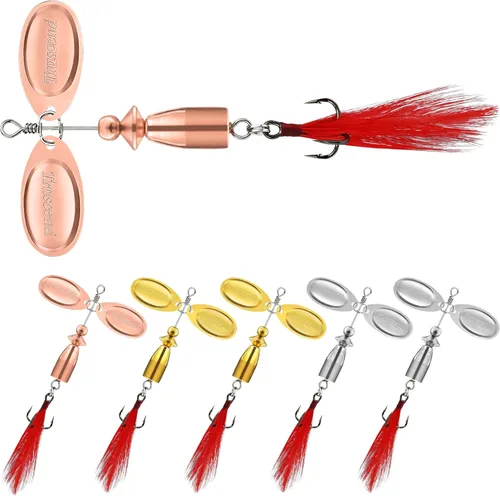Vista 8 de TRUSCEND Vibespinner Easy Catch Fishing Lures with BKK Hooks, Dual-Blade Spinner Baits with Double Water Disturbance and Reflective for More Bites