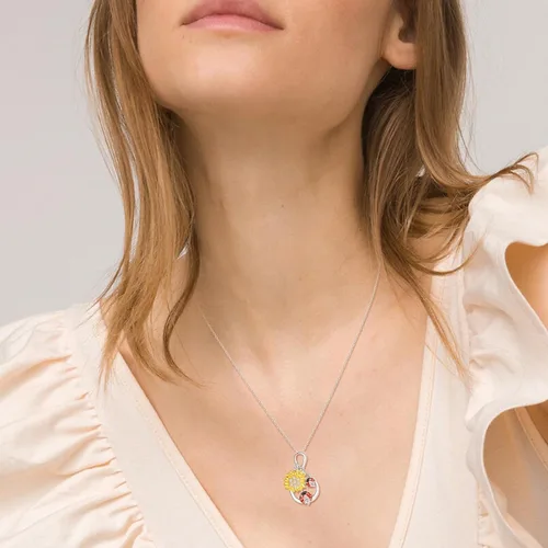 Vista 5 de Dreamboat Sunflower Necklace for Women 925 Sterling Silver You Are My Sunshine Crystal Necklace Flowers Jewelry Christmas Gifts for Wife Daughter