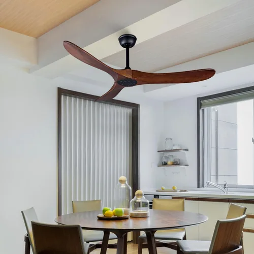 Vista 7 de Ventilador de techo para dormitorio de 52", ventilador de techo de 3 aspas con control remoto, ventiladores de techo sin luces, 2 barras de Cuerpo