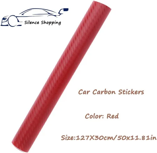 Vista 2 de Adhesivo en 3D de fibra de carbono de vinilo para envolver el coche, hoja adhesiva de vinilo para envolver el coche, rojo, 127 x 30 cm 50" x 11.8