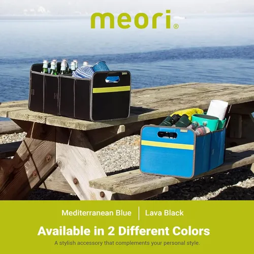 Vista 8 de meori Organizador plegable para maletero de coche con enfriador para comestibles, viajes por carretera, 2 compartimentos, bolsillo de malla