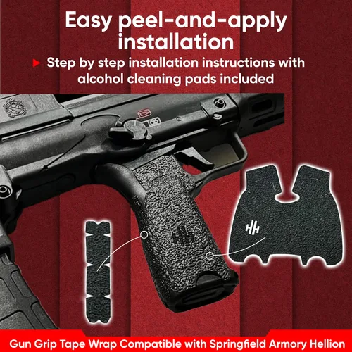 Vista 3 de Handleitgrips Cinta de agarre para pistola compatible con Springfield Armory Hellion, cinta de agarre de pistola de goma texturizada negra, fácil