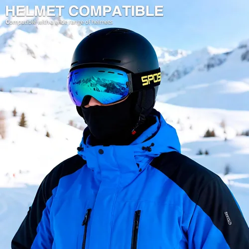Vista 2 de SPOSUNE Gafas de esquí sobre lentes, gafas de nieve para hombres, mujeres, jóvenes, snowboard, esquí, gafas de nieve antivaho UV400