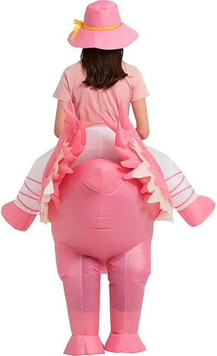 Vista 6 de One Casa Disfraz inflable de flamenco para montar en el aire de flamenco divertido vestido de fiesta de Halloween para adultos
