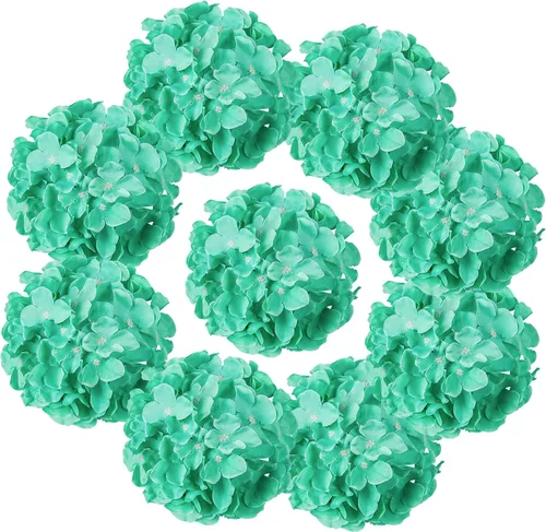 Vista 16 de Cabezales artificiales de hortensias de seda para decoración de bodas caseras, 10