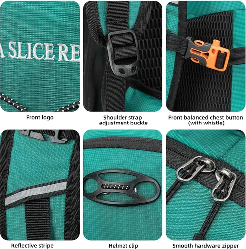 Vista 8 de Mochila de hidratación, mochila de agua para senderismo con vejiga de agua de 3 L, paquete de hidratación aislada, ligera, hidropack ideal para Verde