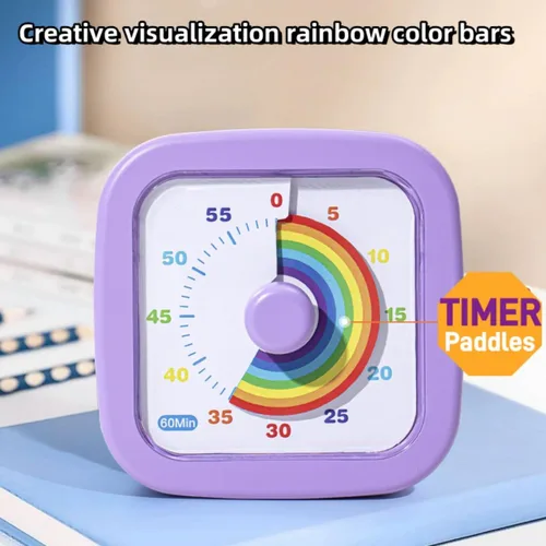 Vista 7 de Temporizador visual para niños, lindo arco iris, temporizador de cuenta regresiva de 60 minutos, gestión del tiempo para niños y adultos, Azul